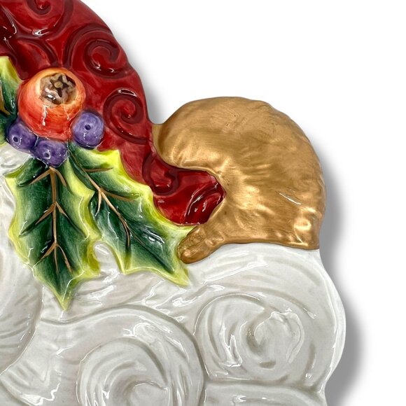 Fitz & Floyd Christmas Santa Canapé Plate Handcrafted Ceramic - Picture 4 of 9